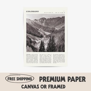 Black & White Colorado Rockies Travel Poster | Vintage Landscape Art