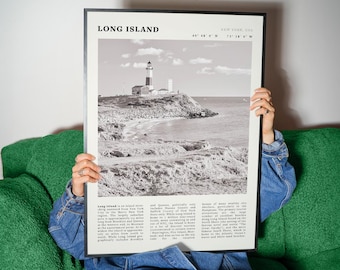 Vintage Long Island Küstenwandkunst | Montauk Leuchtturm Druck