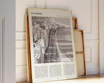 Chicago Lakefront-print | Zwart-witte muurkunst Illinois (digitale download)