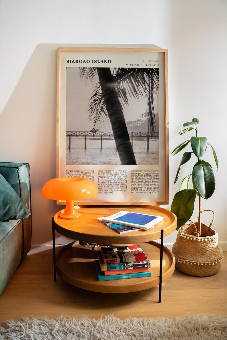 Pôster vintage da Ilha de Siargao, Filipinas | Impressão artística de viagem com palmeiras e calçadão de surf Cloud 9 imagem 5