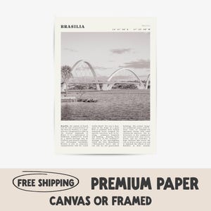 Brasília Brazil Print | Vintage City Poster | Black and White Modernist Art