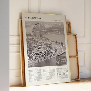 Printable F1 Singapore Black & White Poster | Marina Bay Racing Track Print | Perfect Gift Idea for F1 Fans