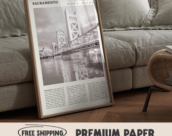 Sacramento Tower Bridge Print | Black and White California Art