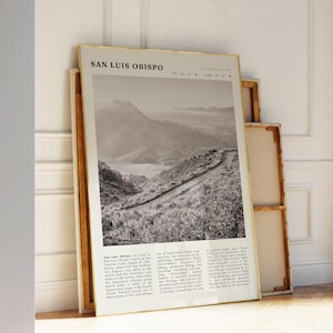 Printable San Luis Obispo Black & White Poster | Vintage California Coast Print | Ideal Gift for Hikers and Dreamers