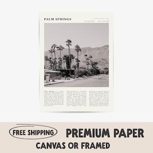 Palm Springs Black & White Travel Poster | Retro Desert City Art for California Lovers | Mid-Century Modern Architecture Print