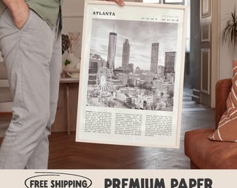 Atlanta Skyline Poster | Black and White Georgia City Art