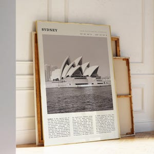 Printable Sydney Black & White Travel Poster | Opera House Wall Art | Vintage Australia Print | Minimalist City Decor | Iconic Sydney Gift