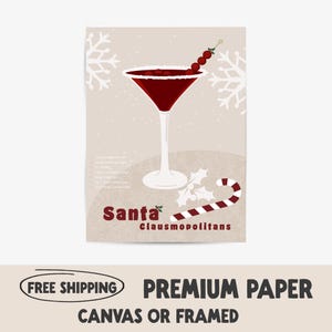 Kerstman Kerstmanmopolitische cocktail | Feestelijke cheers-print | Kerstdrankje | Vrolijk en helder barwagendecor | Kerstfeest