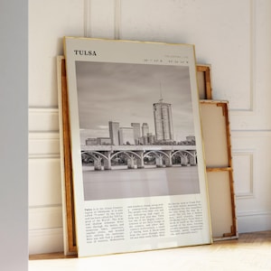 Printable Tulsa Black & White Poster | Oklahoma Vintage Skyline Print | Ideal Gift for Architecture Lovers