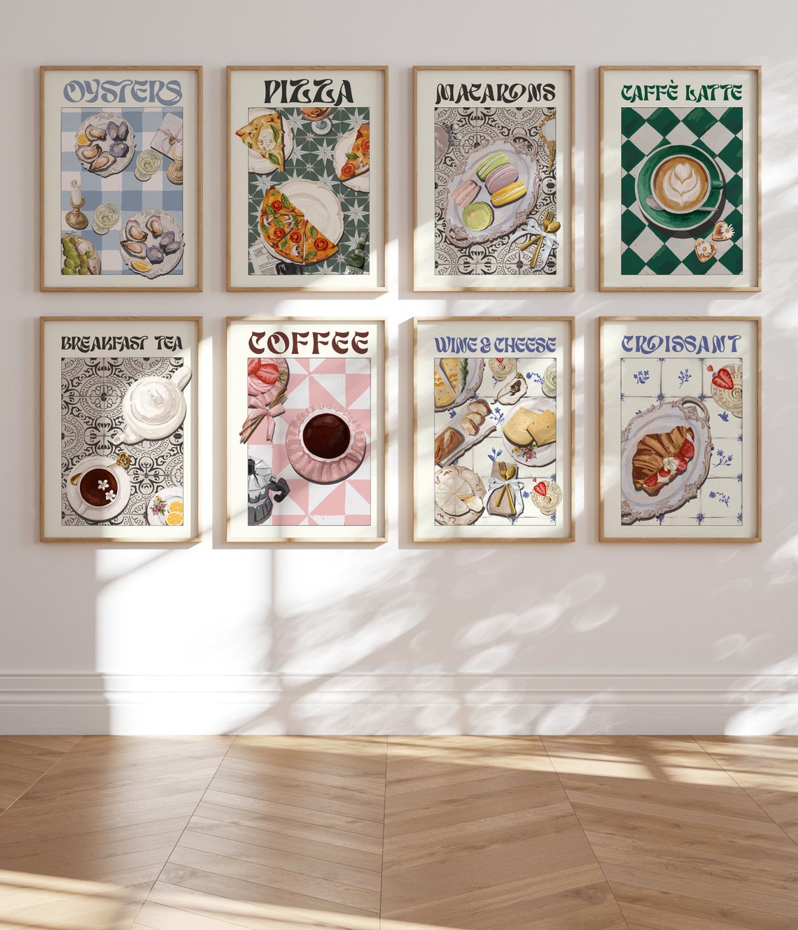 500 kitchen wall art prints bundle, retro food and... Vintage Food Prints Gallery Set | French Italian Kitchen Art - Etsy