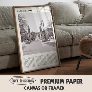 Bloomington Black & White Print | Vintage Indiana College Town Poster | Ideal Gift for IU Alumni
