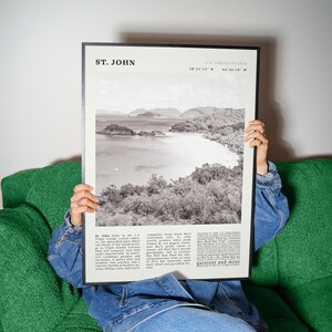 Plakat vintage St. John z Wysp Dziewiczych Stanów Zjednoczonych | Wydruk z podróży po Karaibach w Parku Narodowym Trunk Bay