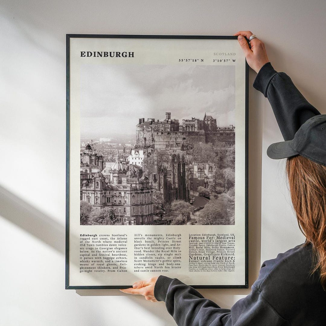 Vintage Edinburgh Scotland Poster | Castle Panorama Travel Art Print - Etsy