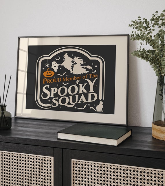 Spooky Squad Halloween Print | Witch, Ghost, Cat Wall Art (Digital Download)
