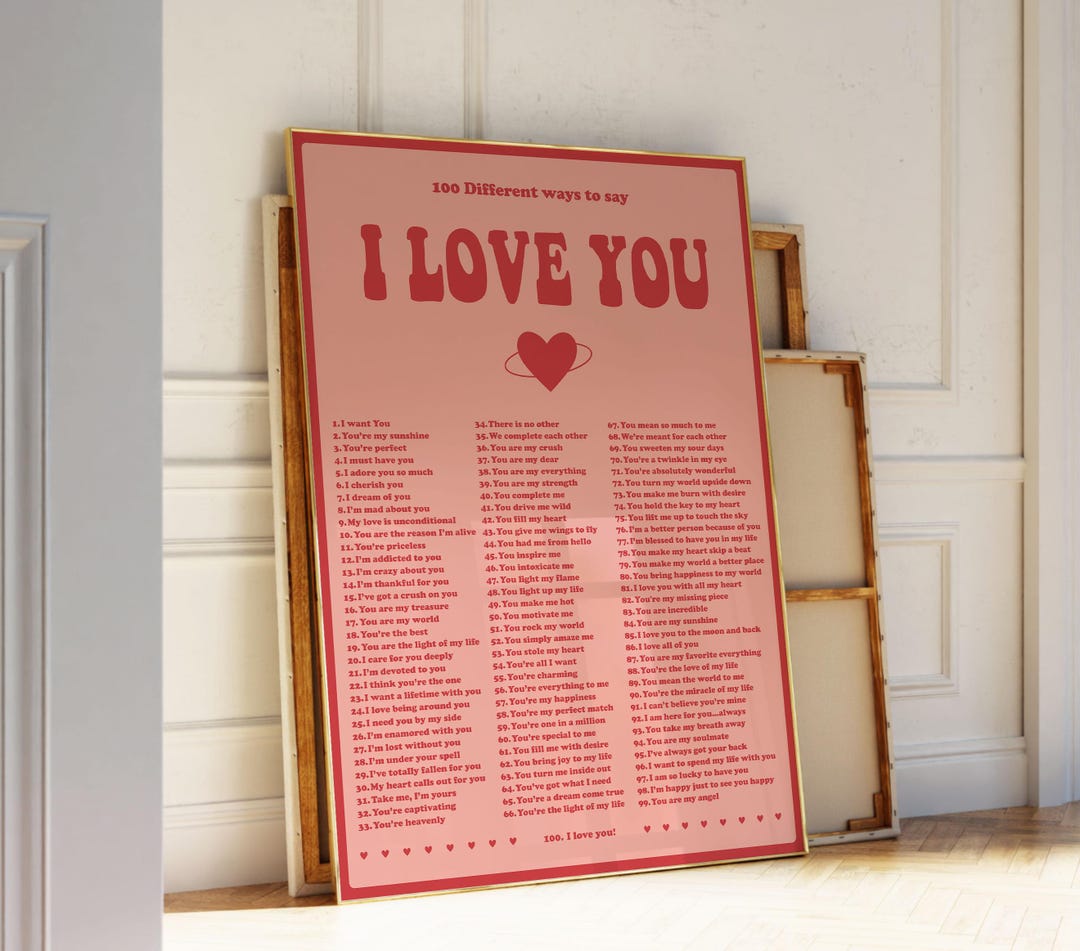 Valentine's Day Love Print | Ways to Say I Love You Wall Art | Retro ...