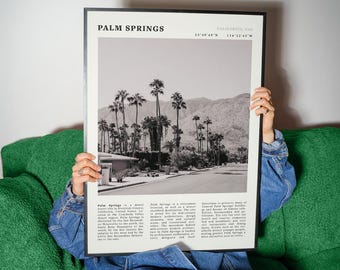 Plakat „Palm Springs w czerni i bieli” | Kalifornijski wydruk artystyczny w stylu vintage (pobranie cyfrowe)