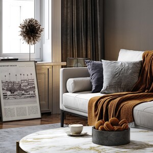 Newport Beach Print | California Coastal Wall Art | Vintage Black and White Beach Poster image 3