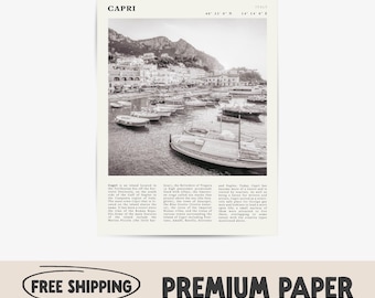 Capri Italien Poster | Schwarzweißes Amalfiküste Poster