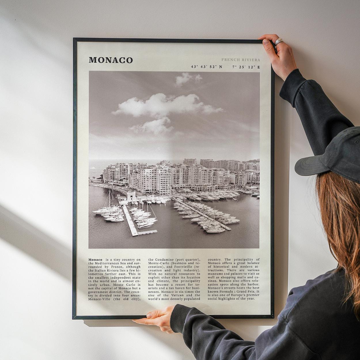 Monaco Black & White Print | Vintage Monte Carlo French Riviera