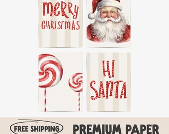 Vintage Christmas Print Set | Santa, Sweets, Festive Gallery Wall Art