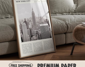 New York City Empire State Building Print | Black and White NYC Wall Art