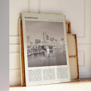 Druckbares Nashville Black & White Poster | Vintage Tennessee Stadtbild Druck | Ideales Geschenk für Musikliebhaber