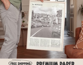 F1 Monaco Poster | Monte Carlo Racing, Black & White Print