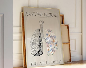 Floral Lungs Anatomy Print | Medical Wall Art (Digital Download)