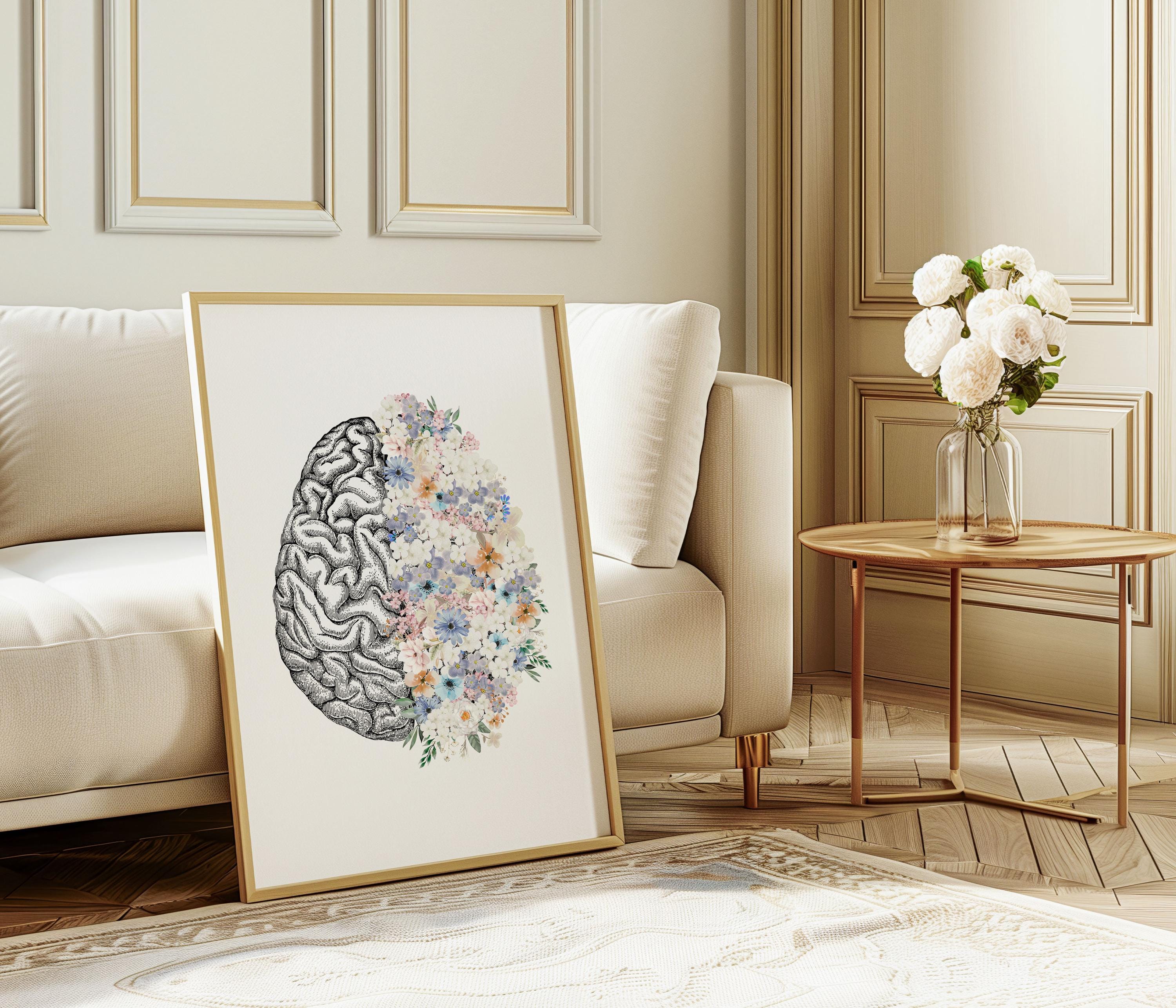 Floral Brain Anatomy Print | Medical Wall Art (digital Download) - Etsy