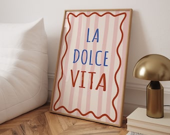 La Dolce Vita Quote Print | Pastel Pink, Modern Typography