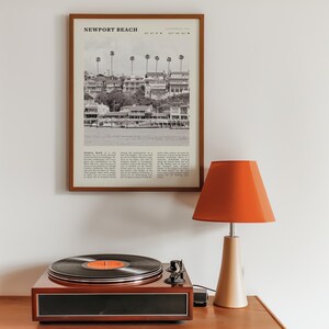 Newport Beach Print | California Coastal Wall Art | Vintage Black and White Beach Poster image 6