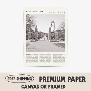 Bloomington Schwarz & Weiß Druck | Indiana College Town Poster | Ideales Geschenk für IU Alumni