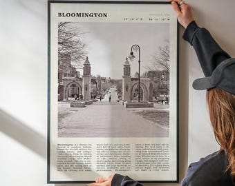 Bloomington Black & White Print | Vintage Indiana College Town Poster