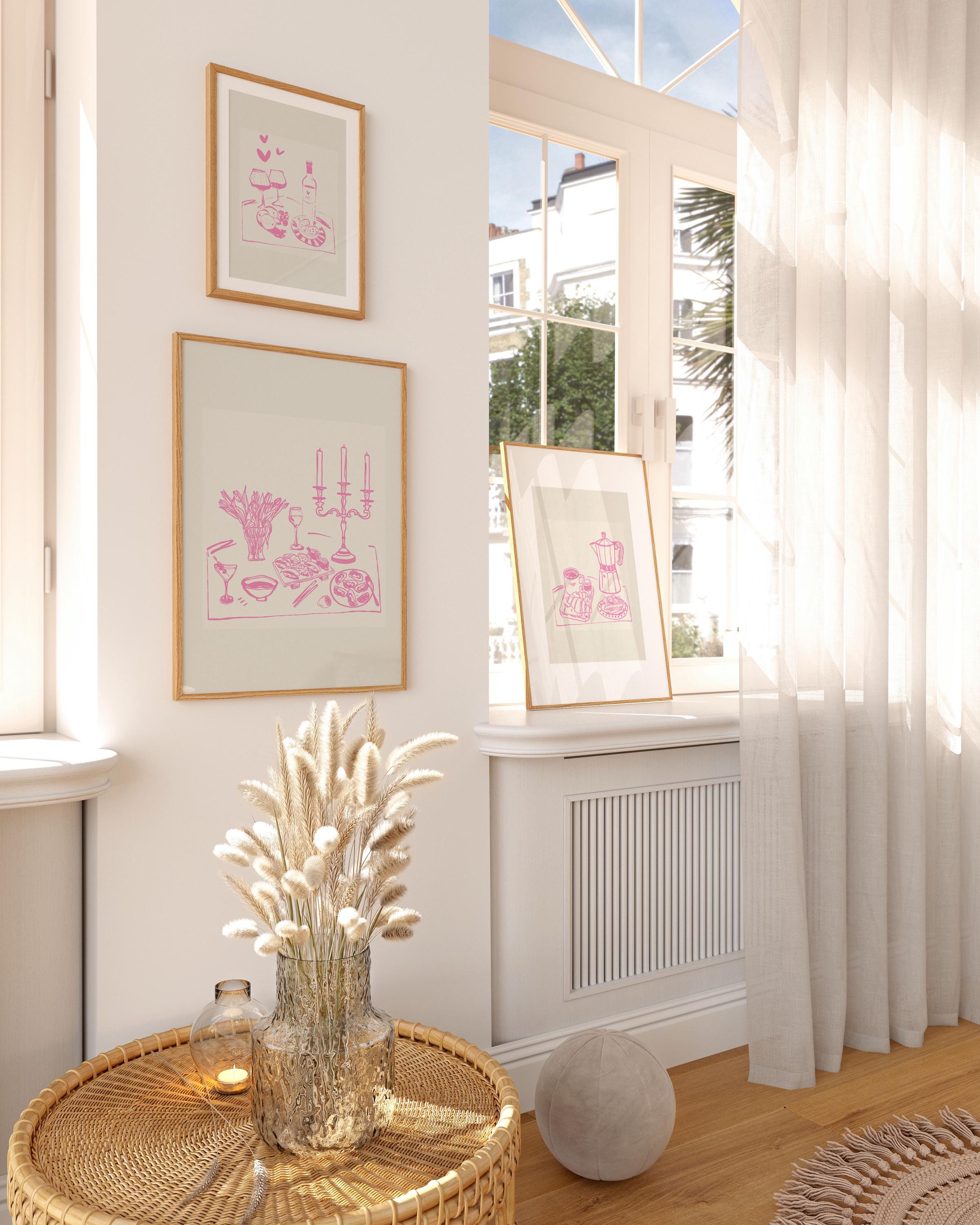 Printable Set of 3 French Breakfast Dinner Supper Posters | Pink Coffee ...