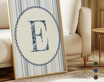 Personalized Toile Monogram Print | Elegant Floral Initial (Digital Download)