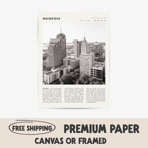 Memphis Black & White Print | Vintage Tennessee Skyline Poster | Ideal Gift for Music Lovers