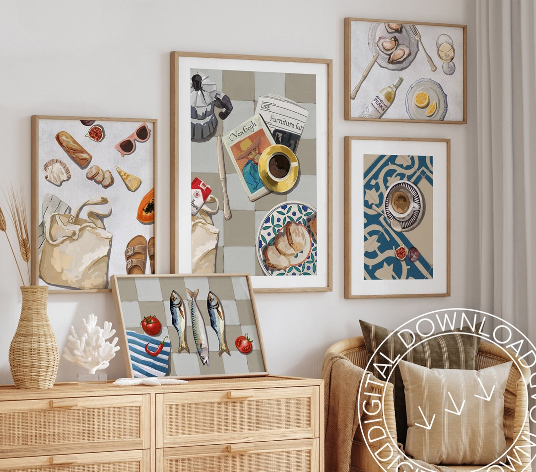 Hand Drawn Food Art Prints | Kitchen Gallery Wall Set (digital Download ...