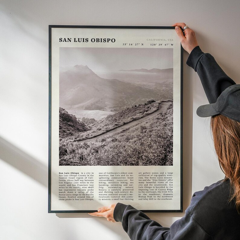 Impresión de San Luis Obispo / Póster vintage de senderismo de la costa de California imagen 1