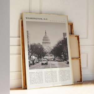Printable Washington D.C. Black & White Travel Poster | Capitol Building Print | Vintage Cityscape Wall Art | Perfect Gift Idea