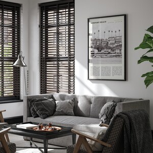 Newport Beach Print | California Coastal Wall Art | Vintage Black and White Beach Poster image 5