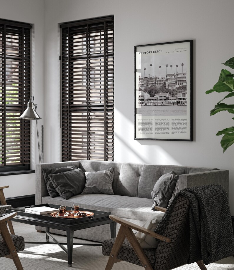 Newport Beach Print | California Coastal Wall Art | Vintage Black and White Beach Poster image 5