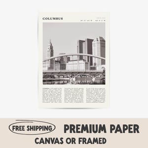 Columbus Black & White Print | Vintage Ohio City Skyline Poster | Ideal Gift for Urban Explorers