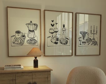 French Food Art Prints Set | Kitchen Dining Room Decor