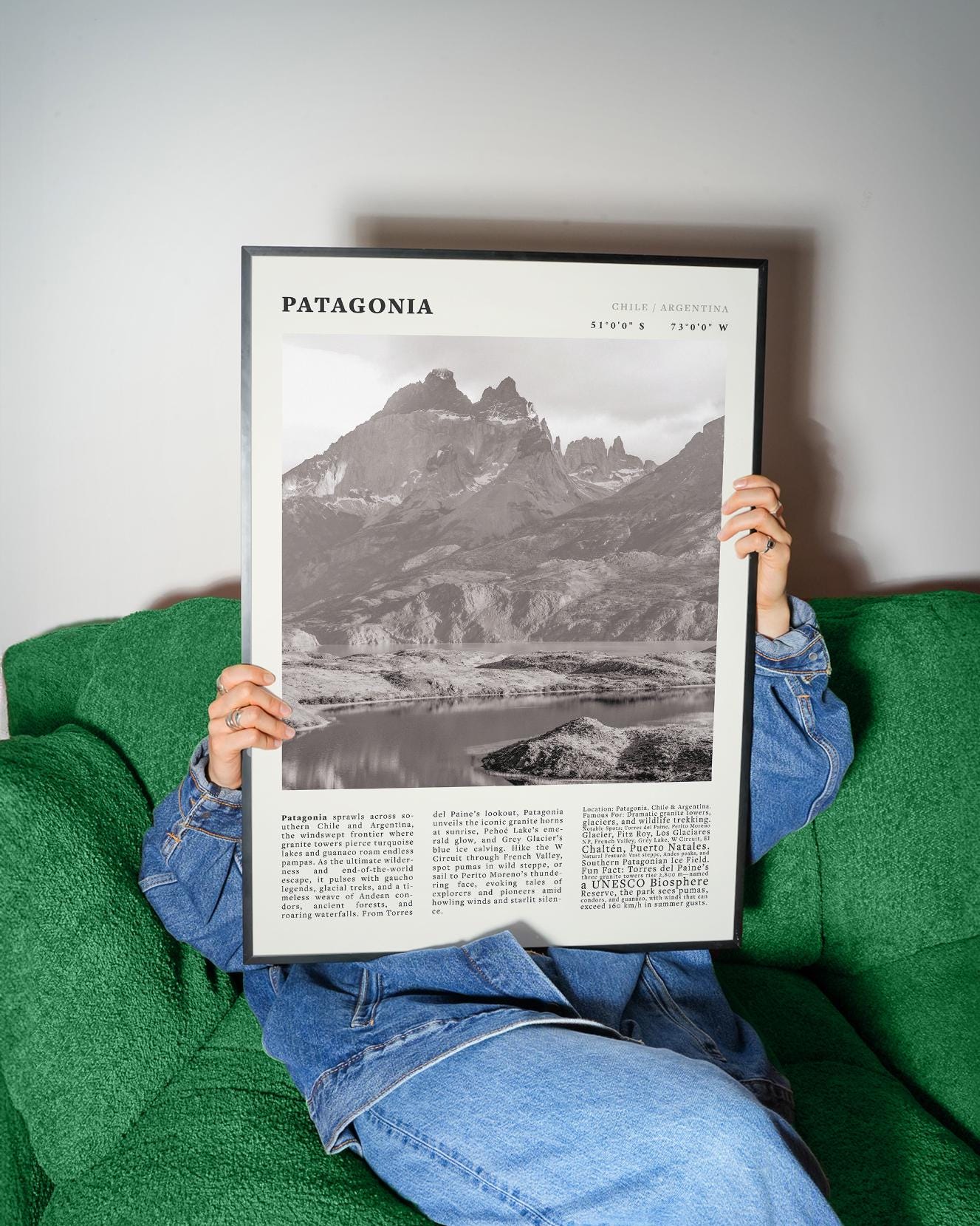 Vintage Patagonia Poster | Torres Del Paine Granite Towers Travel