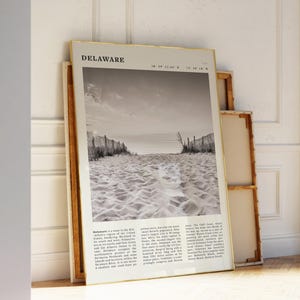 Druckbare Delaware Beach Print | Küstenwandkunst | Serene Schwarz & Weiß Poster Geschenk für Naturliebhaber und Reiseliebhaber