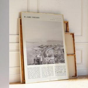 Printable F1 Abu Dhabi Black & White Yas Marina Circuit Poster | Vintage F1 Wall Art Print | Perfect Gift for Racing Fans