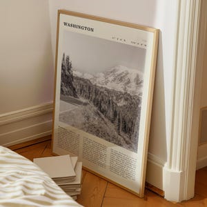 Poster con paesaggio in bianco e nero di Washington / Arte murale vintage del Pacifico nord-occidentale immagine 8