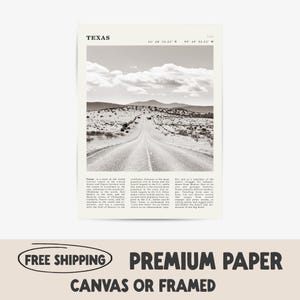 Texas Black & White Print | Desert Road Wall Art | Perfect Gift for Adventurers