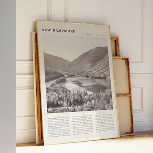 Printable New Hampshire Black & White Poster | Vintage USA Travel Wall Art Print | Perfect Gift Idea for Nature Lovers