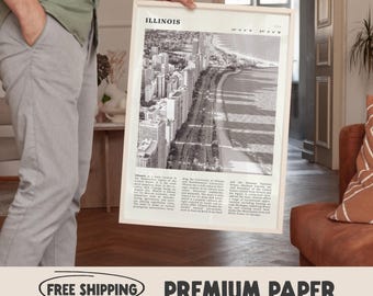 Chicago Lakefront-print | Zwart-witte muurkunst Illinois
